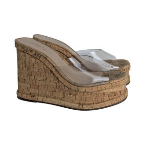 Schutz Shoes Dalle Vinyl Sandal Cork Wedge Platform 9.5